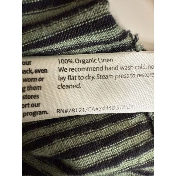 Eileen Fisher Size PM Petite M Linen Striped Dress Black Green Organic Short - Picture 10 of 10
